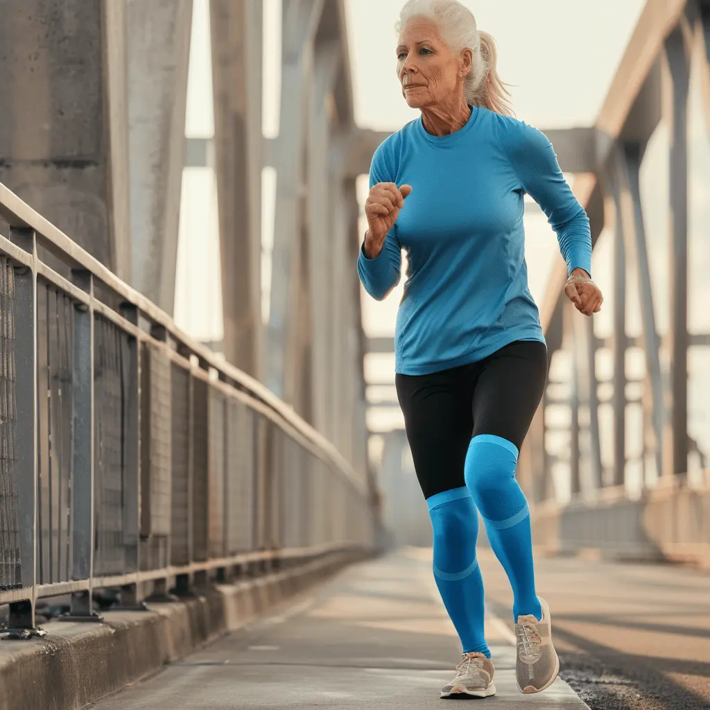 woman exercising in compression socks