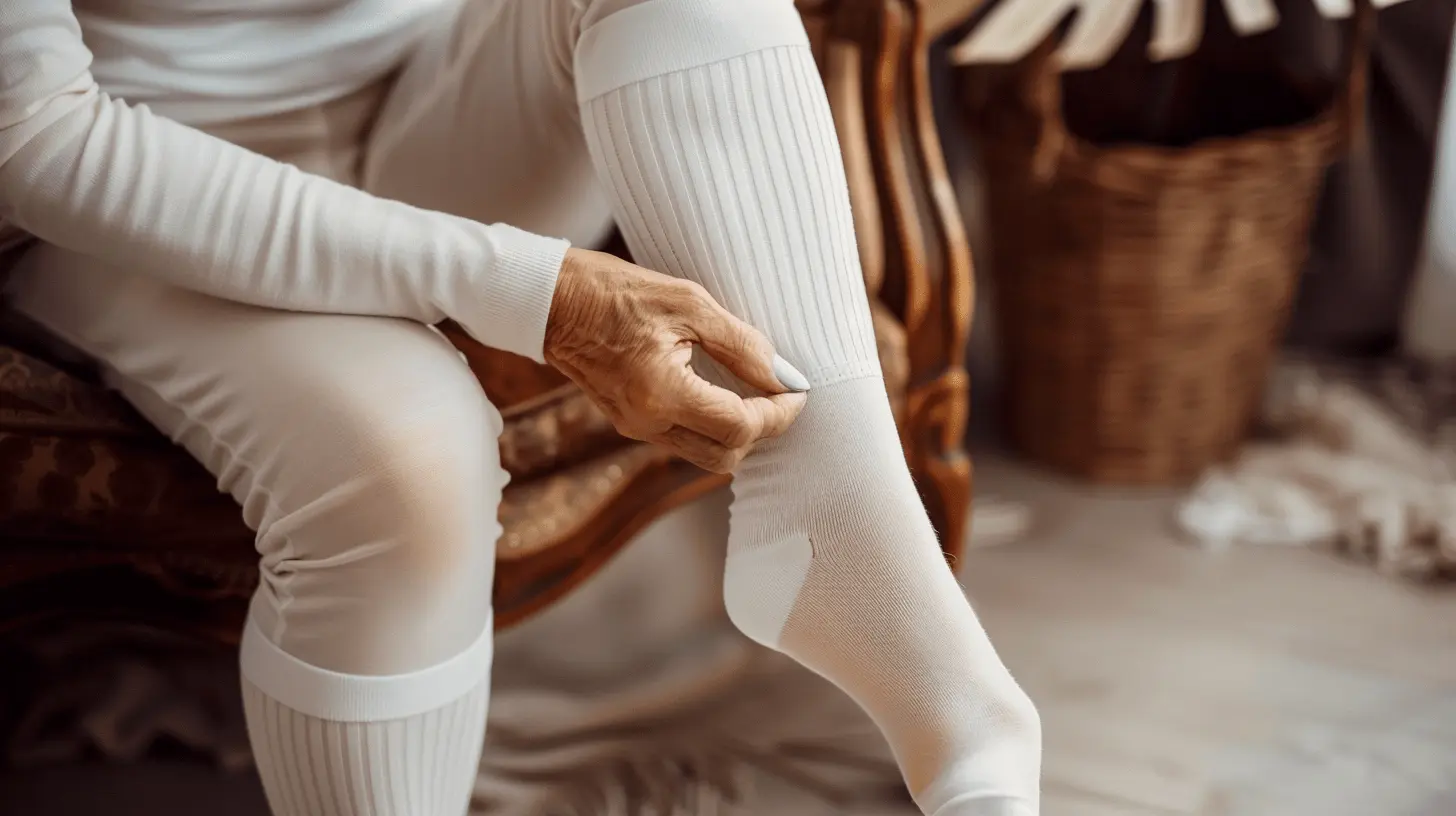 older_woman_sitting_on_a_chair-min convertio older woman putting on knee-high compression sock