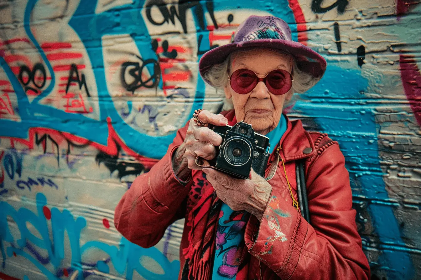 An_elderly_person_dressed_in_a_vintage_outfit_posing Creative Senior Picture Ideas 2