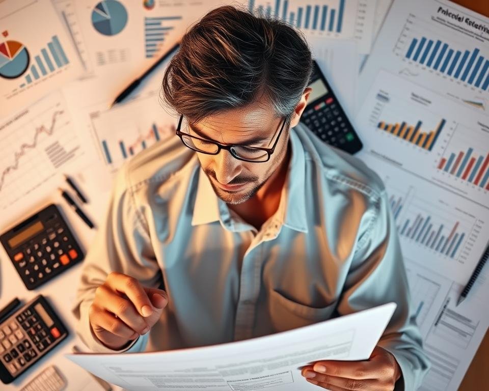 Intricate financial strategies unfold against a backdrop of meticulously organized documents, calculators, and charts. In the foreground, a contemplative individual examines tax forms, exploring ways to optimize social security benefit retention. Soft, warm lighting casts a focused glow, emphasizing the gravity of the task at hand. The scene conveys a sense of diligence and attention to detail, reflecting the careful consideration required to minimize the tax burden on social security income.