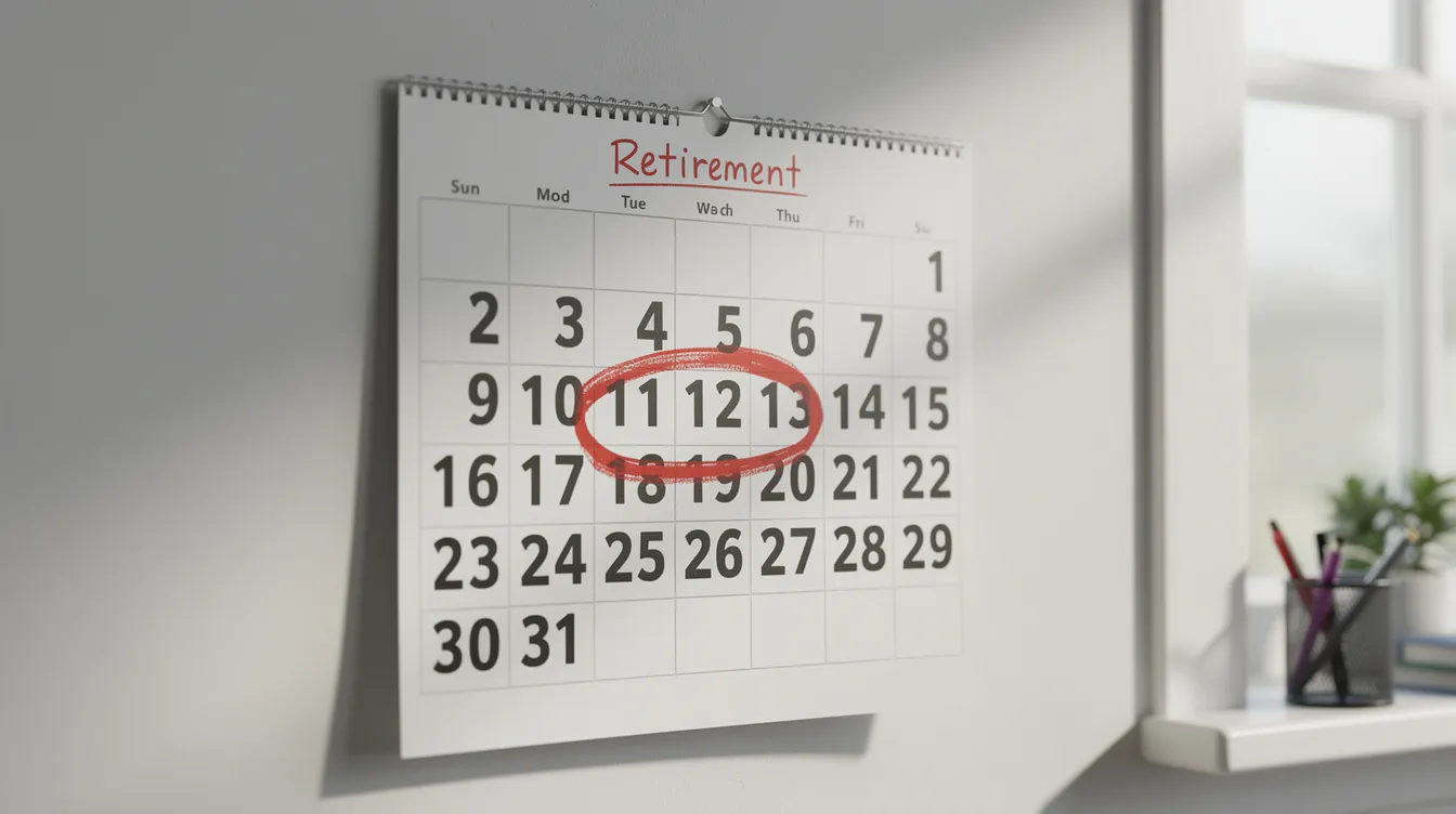The image shows a calendar with a specific retirement date prominently circled in red, symbolizing the importance of planning for retirement. This visual serves as a reminder to consider factors like retirement income and savings goals as one approaches their desired retirement lifestyle.